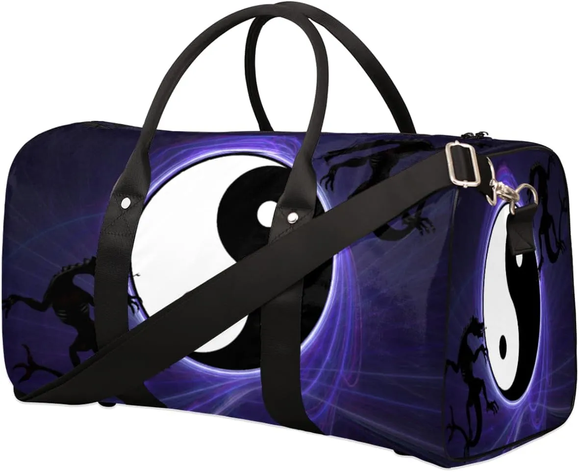 China China Dragon Tai Chi Travel Duffel Bag, Foldable Sport Gym Tote Bag, Waterproof Weekender Overnight Bag with Shoulder Strap, Carry On Luggage Handbag for Men and Women