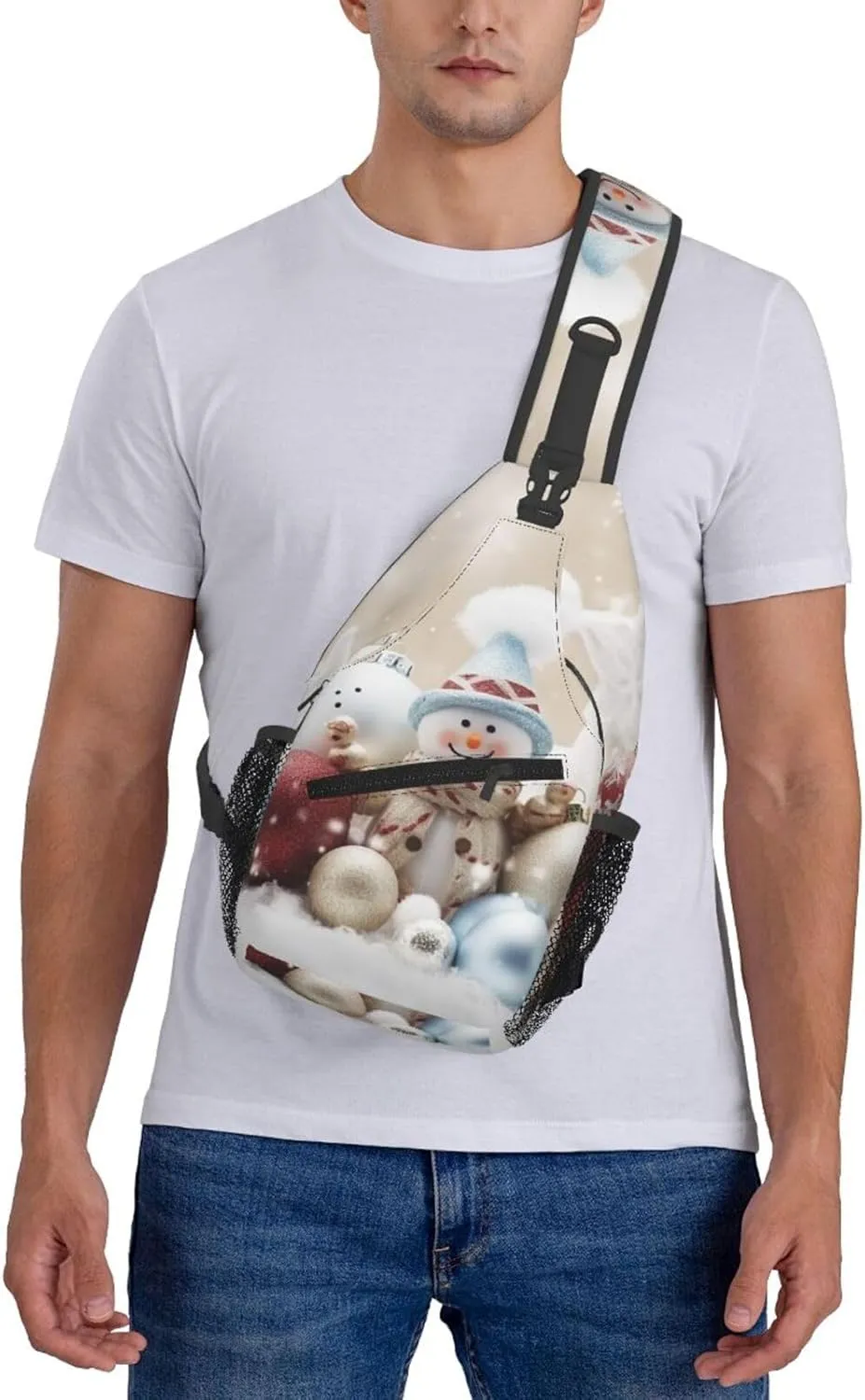 Christmas Happy Sling Bag Backpack For Men Cross Chest Bag Crossbody Shoulder Bag Travel Hiking Daypack