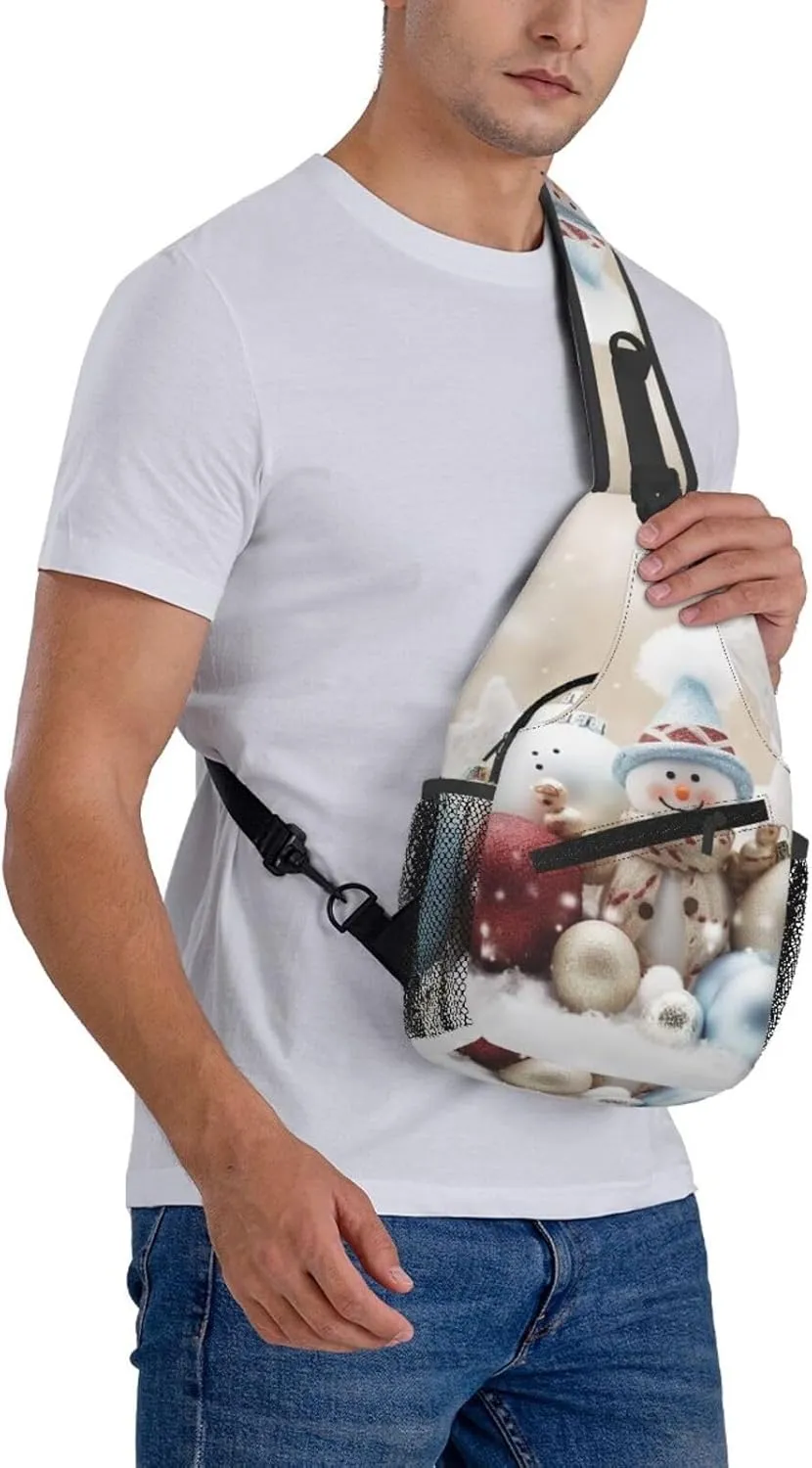Christmas Happy Sling Bag Backpack For Men Cross Chest Bag Crossbody Shoulder Bag Travel Hiking Daypack