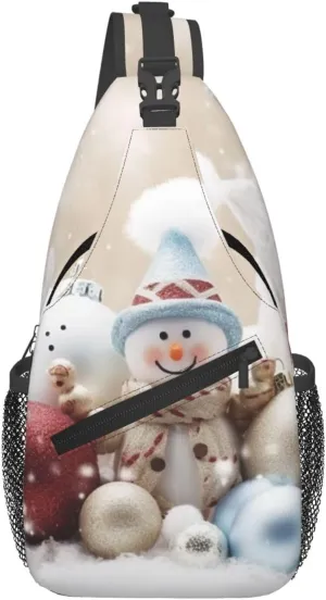 Christmas Happy Sling Bag Backpack For Men Cross Chest Bag Crossbody Shoulder Bag Travel Hiking Daypack