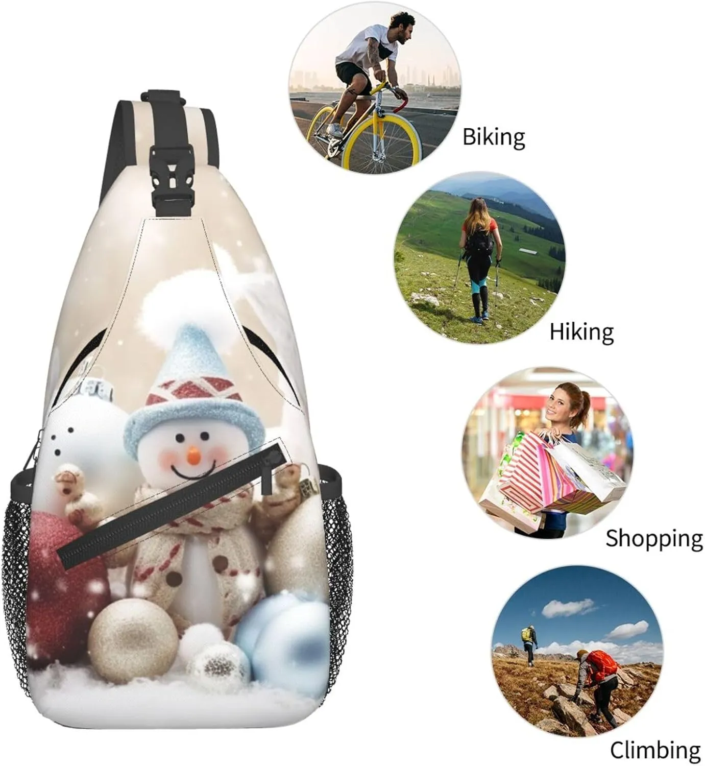 Christmas Happy Sling Bag Backpack For Men Cross Chest Bag Crossbody Shoulder Bag Travel Hiking Daypack