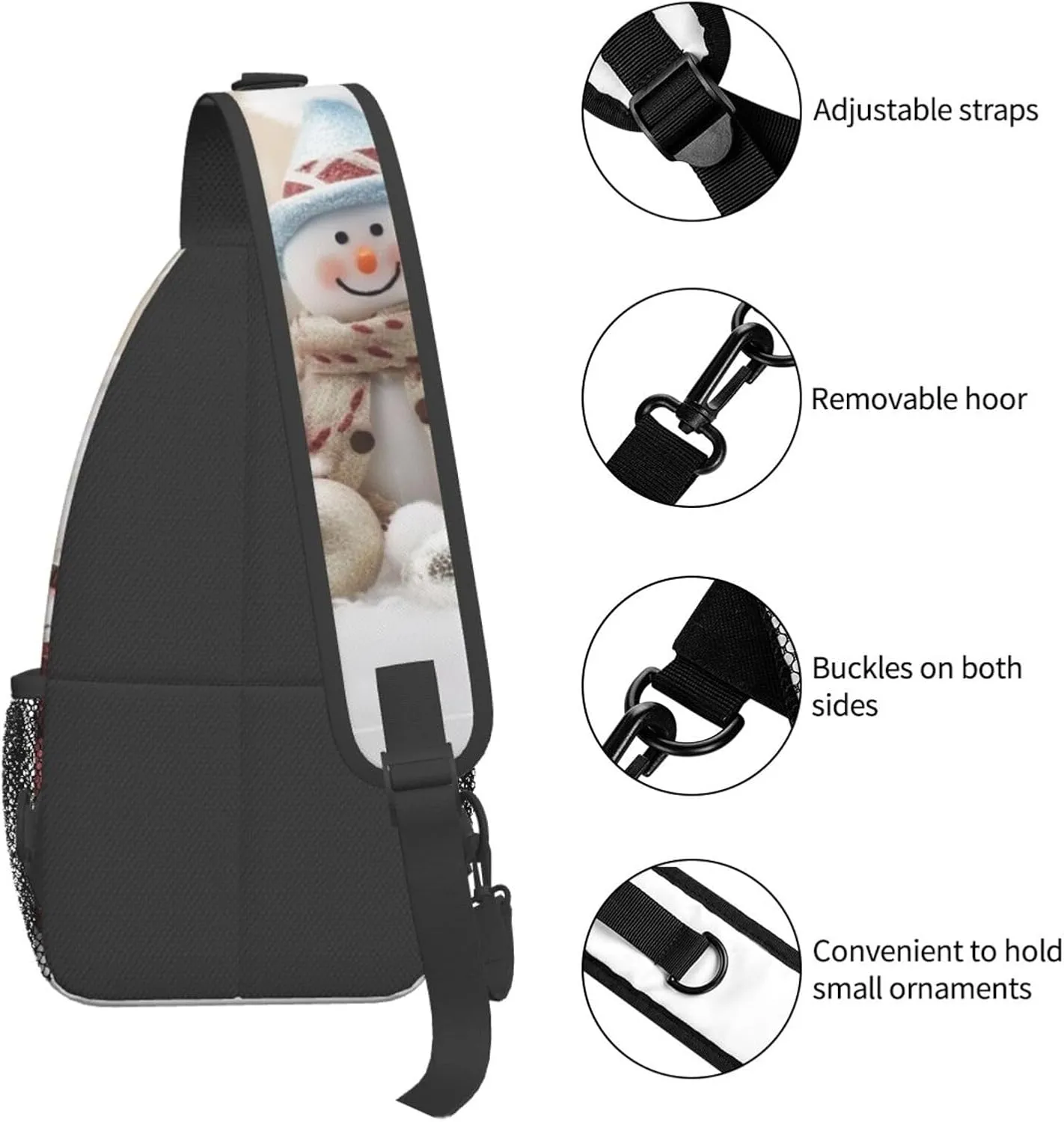 Christmas Happy Sling Bag Backpack For Men Cross Chest Bag Crossbody Shoulder Bag Travel Hiking Daypack