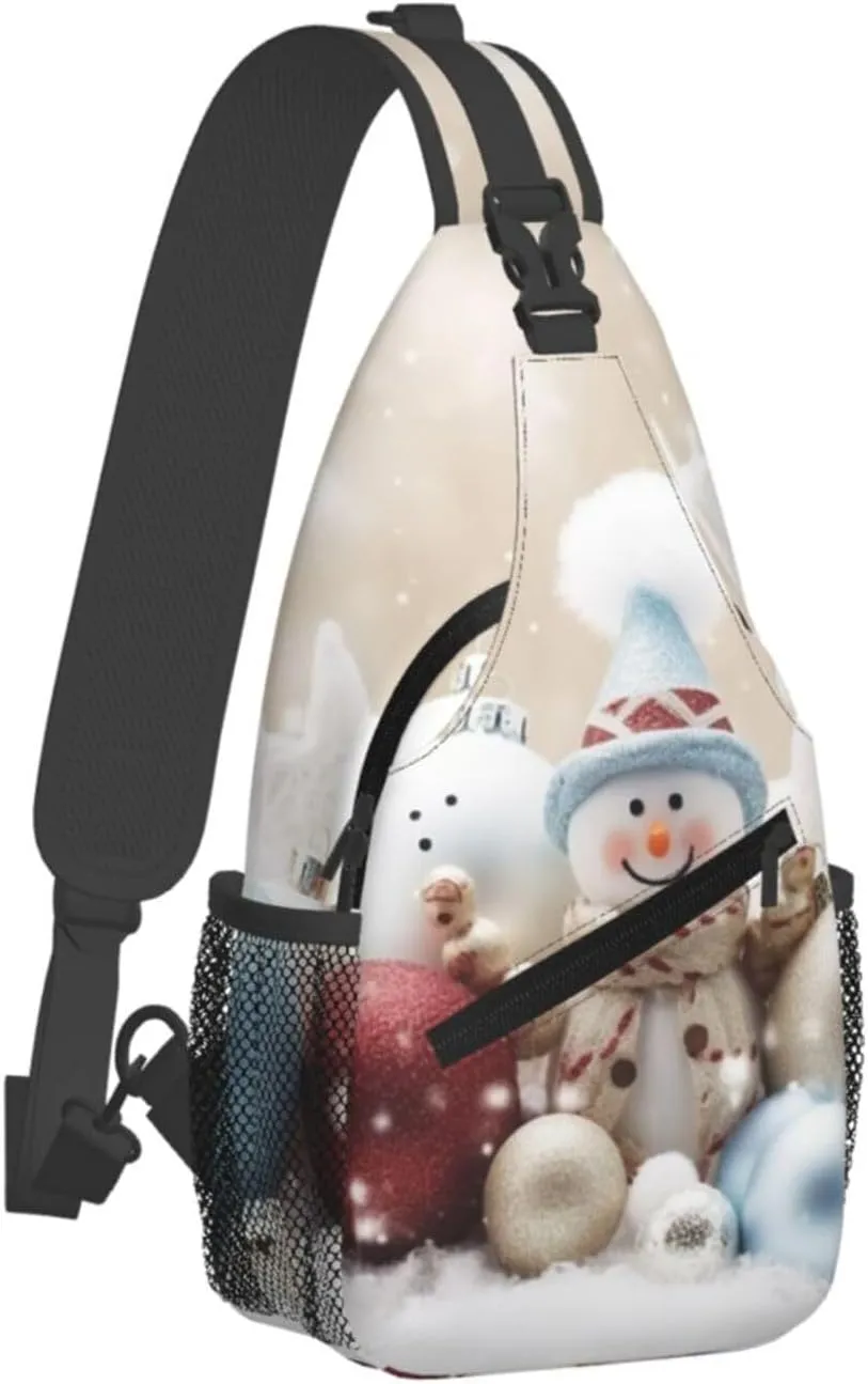 Christmas Happy Sling Bag Backpack For Men Cross Chest Bag Crossbody Shoulder Bag Travel Hiking Daypack