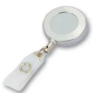 Chrome Round Heavy Duty Retractable ID Badge Reel CH-IDCWMR Silver (25 Pack)