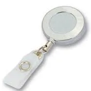 Chrome Round Heavy Duty Retractable ID Badge Reel CH-IDCWMR Silver (25 Pack)