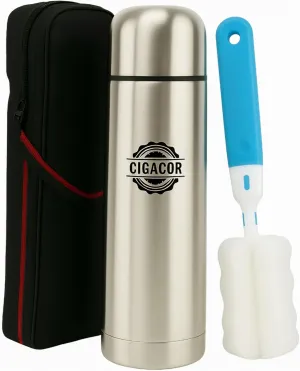 CIGACOR Stainless Steel Thermal Bottle – 17oz Coffee Thermos – Keeps Drinks Hot for 12H / Cold for 24H – Leakproof Lid – Compact & Portable for Car, Office, Gym & Travel – Double Wall Insulated