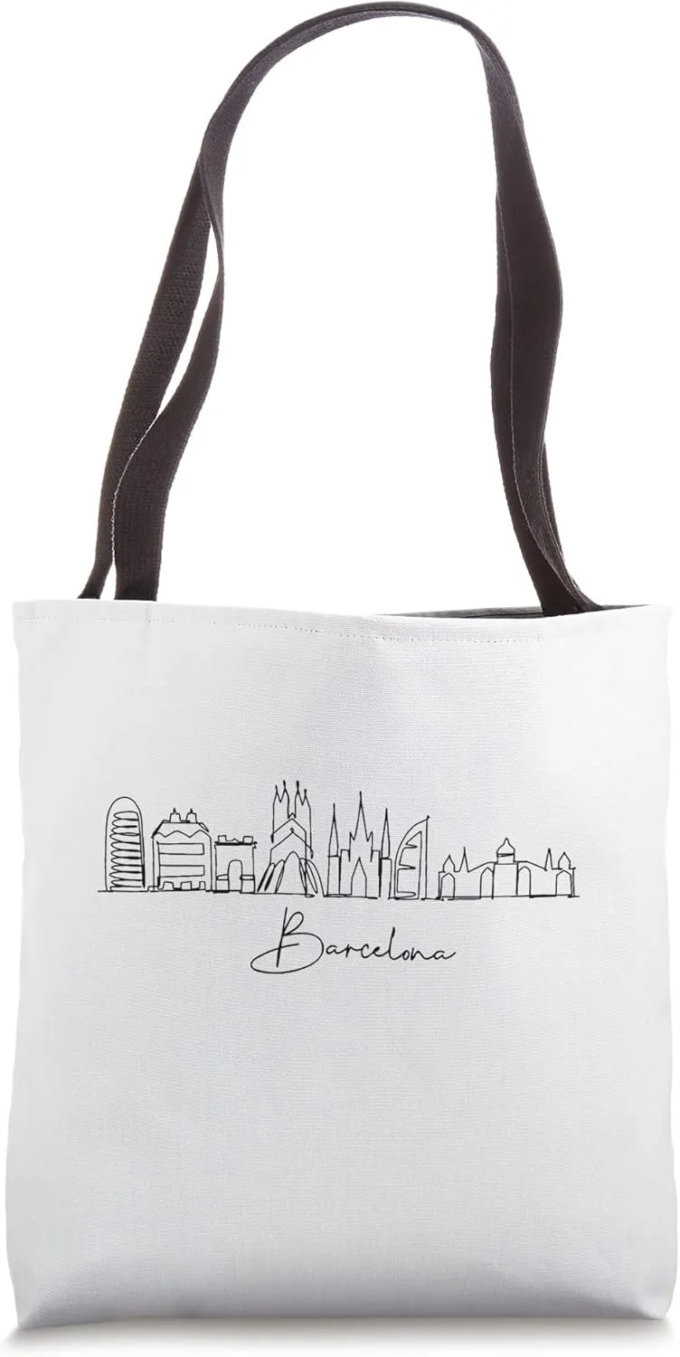 city skyline travel souvenir tourist barcelona spain Tote Bag