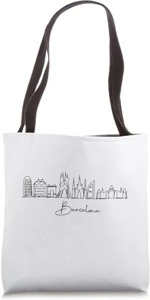 city skyline travel souvenir tourist barcelona spain Tote Bag