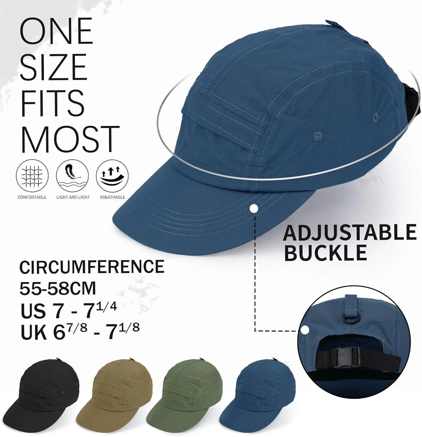 CLAPE 5 Panel Hat for Men, Curved Brim UPF50  Sun Hats Quick Dry Outdoor Sports Running Hat Baseball Cap