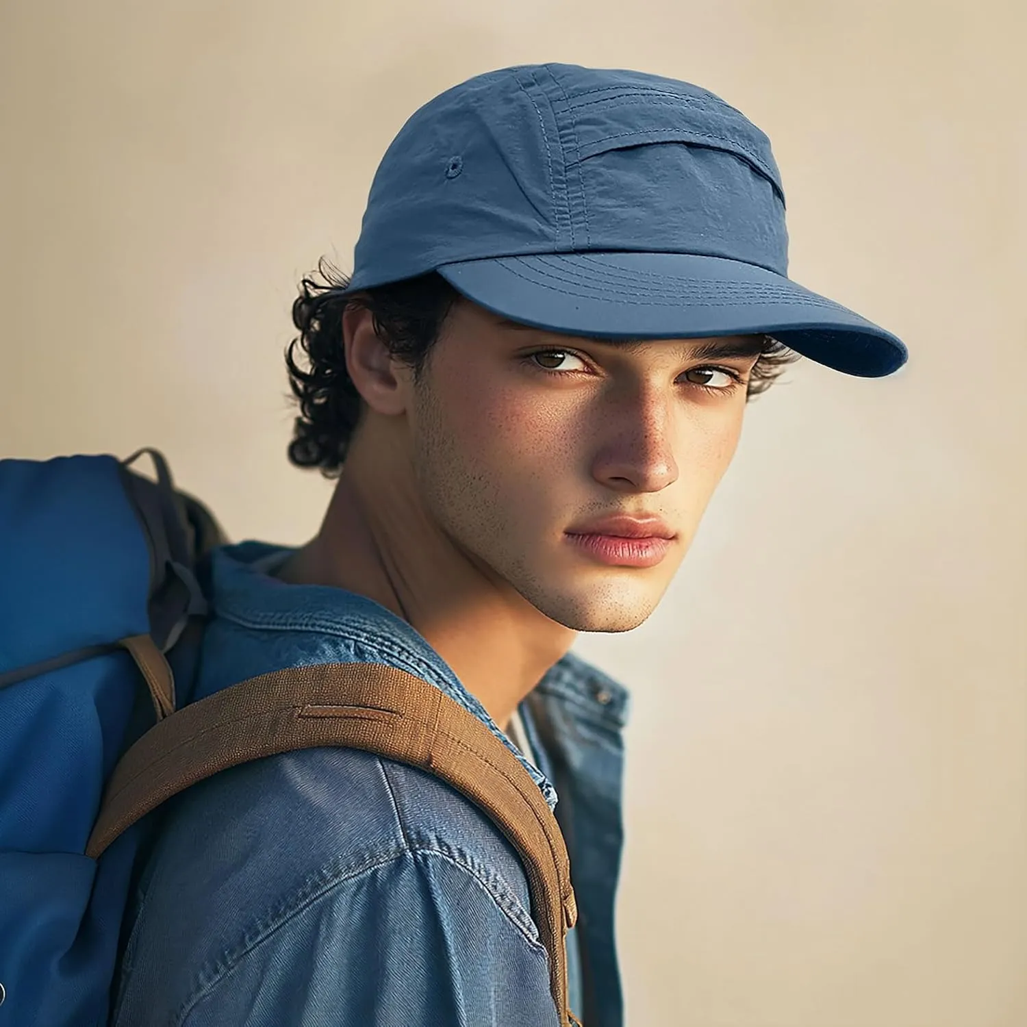 CLAPE 5 Panel Hat for Men, Curved Brim UPF50  Sun Hats Quick Dry Outdoor Sports Running Hat Baseball Cap