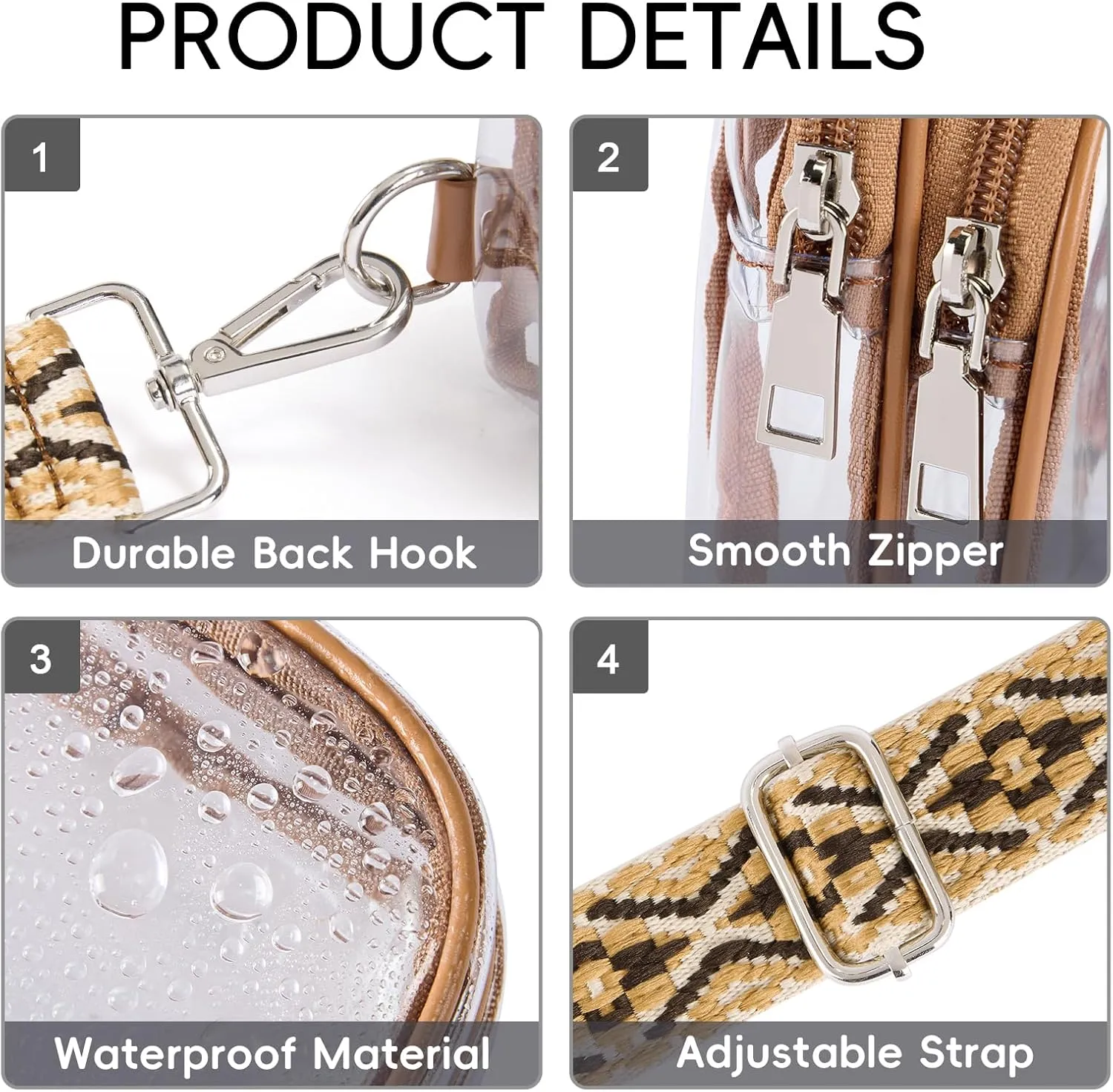 CLUCI Clear Bag for Stadium Events, Clear Crossbody Bag Purses for women stadium Transparent, Concerts Sports