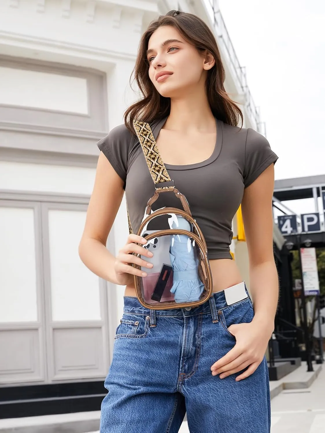 CLUCI Clear Bag for Stadium Events, Clear Crossbody Bag Purses for women stadium Transparent, Concerts Sports