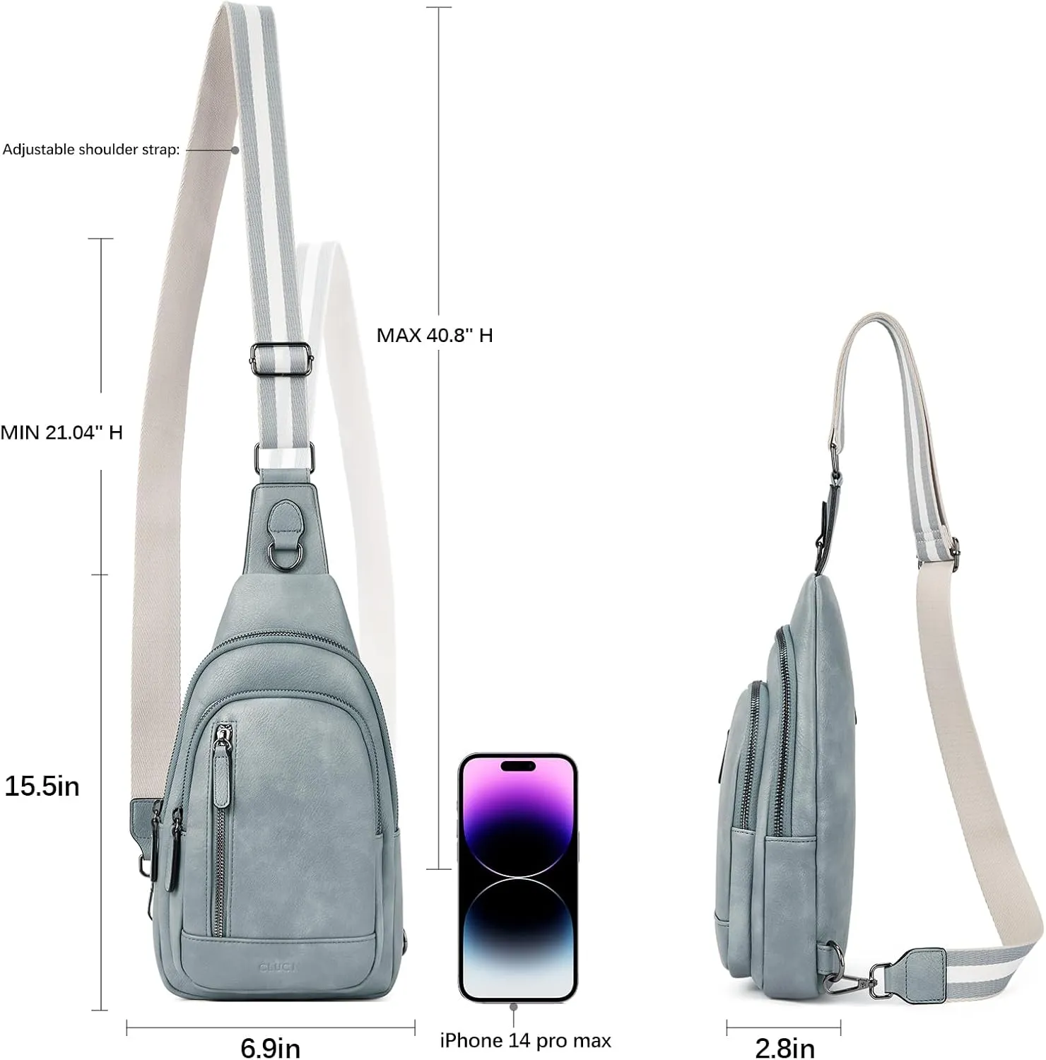 CLUCI Crossbody Bags for Women - Sling Backpack Travel Bag in Leather