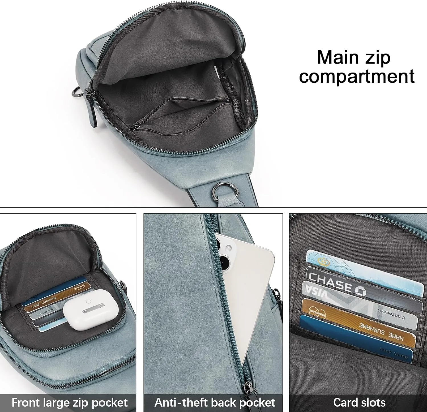 CLUCI Crossbody Bags for Women - Sling Backpack Travel Bag in Leather