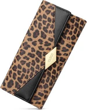 CLUCI Leather Wallet for Women Slim Designer Trifold Ladies Credit Card Holder