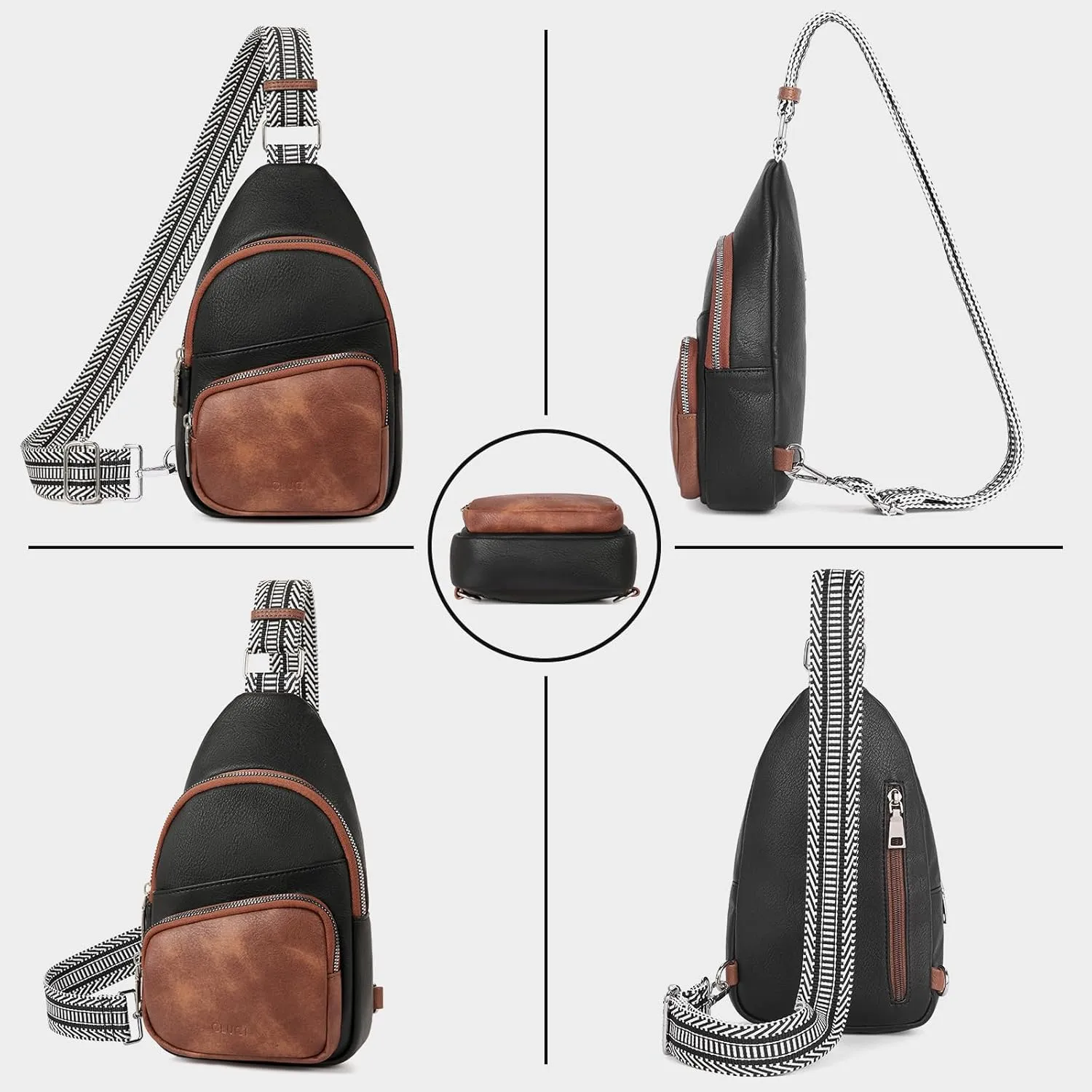 CLUCI Small Sling Bag for Women, Vegan Leather Fanny Pack Crossbody Bags for Women, Chest Bag With Guitar Strap