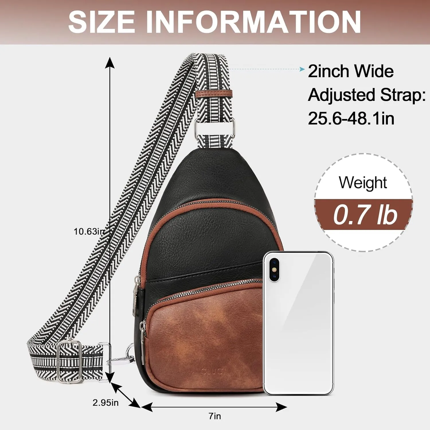 CLUCI Small Sling Bag for Women, Vegan Leather Fanny Pack Crossbody Bags for Women, Chest Bag With Guitar Strap