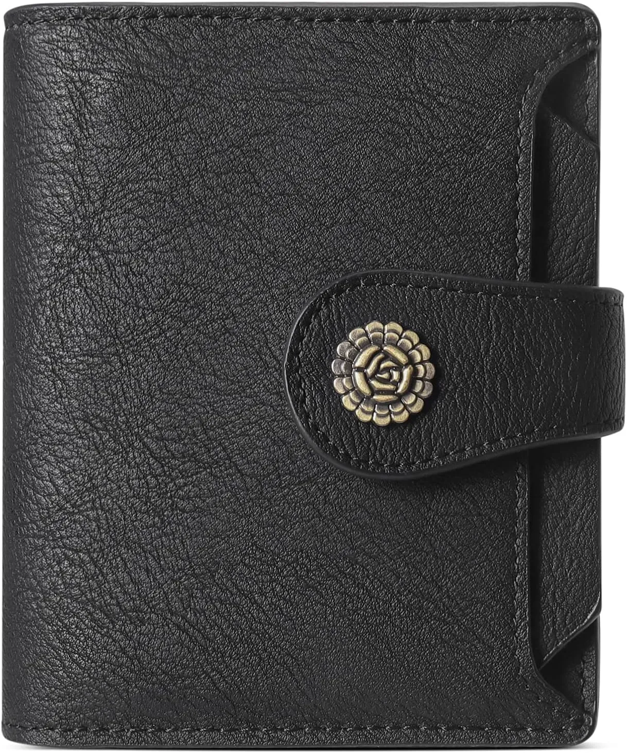 CLUCI Small Wallets for Women RFID Blocking Leather Trifold Compact Credit Card Holder with ID Window Ladies Zipper Coin Purse Black