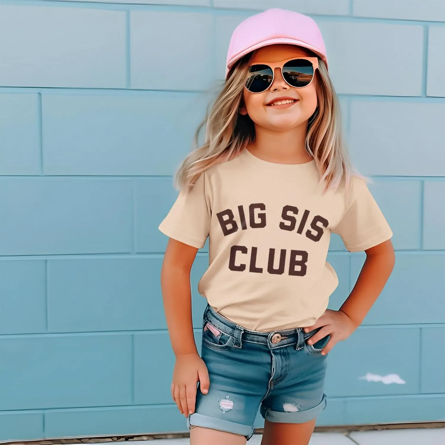 CM C&M WODRO Big Sister Shirt Toddler Baby Girl Big Sis Club Letters Print T-Shirt Tees Kid Summer Short Sleeve Clothes