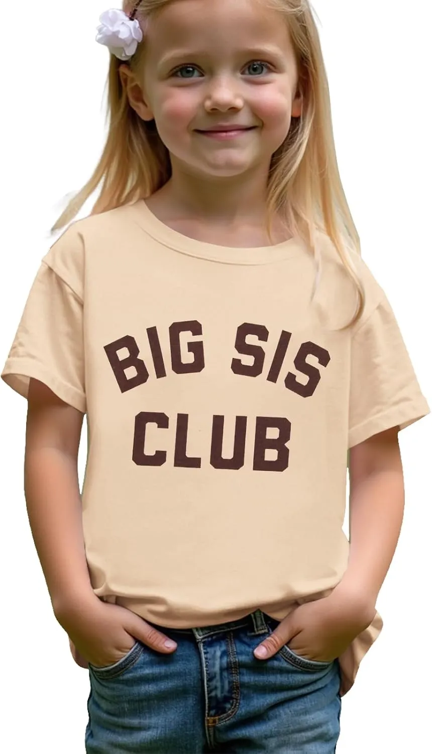 CM C&M WODRO Big Sister Shirt Toddler Baby Girl Big Sis Club Letters Print T-Shirt Tees Kid Summer Short Sleeve Clothes