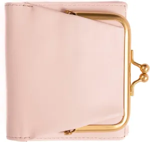 Cockatoo Womens Wallet, Nappa Leather Bifold Small Ladies Purse with Kiss-Lock Coin Pocket and ID Window (Pearl Pink)
