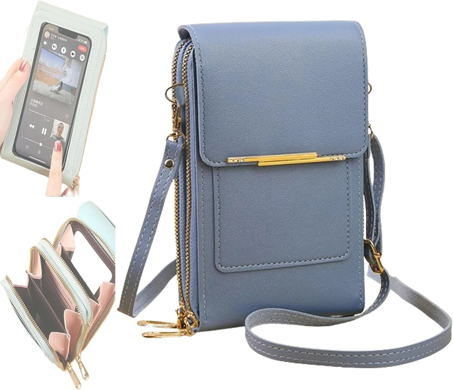 Coincidem Bag, Coincidem Anti-Theft Leather Bag, Multi-Compartment Touch Screen Phone Bag, Mobile Phone Messenger Bag