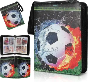 Collectible Trading Card Albums,4 Pocket Card Binder, 400 Double Sided Pocket PU Premium Zip Trading Collection Binderwith 50 Removable Sleeves, Card Folder forTCG, Sports Cards (Green & White)