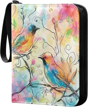Colorful Abstract Art Card Binder 4-Pocket, 400 Pockets Card Holder with 50 Removable Sleeves and Zipper for Games Baseball Football Sports Card