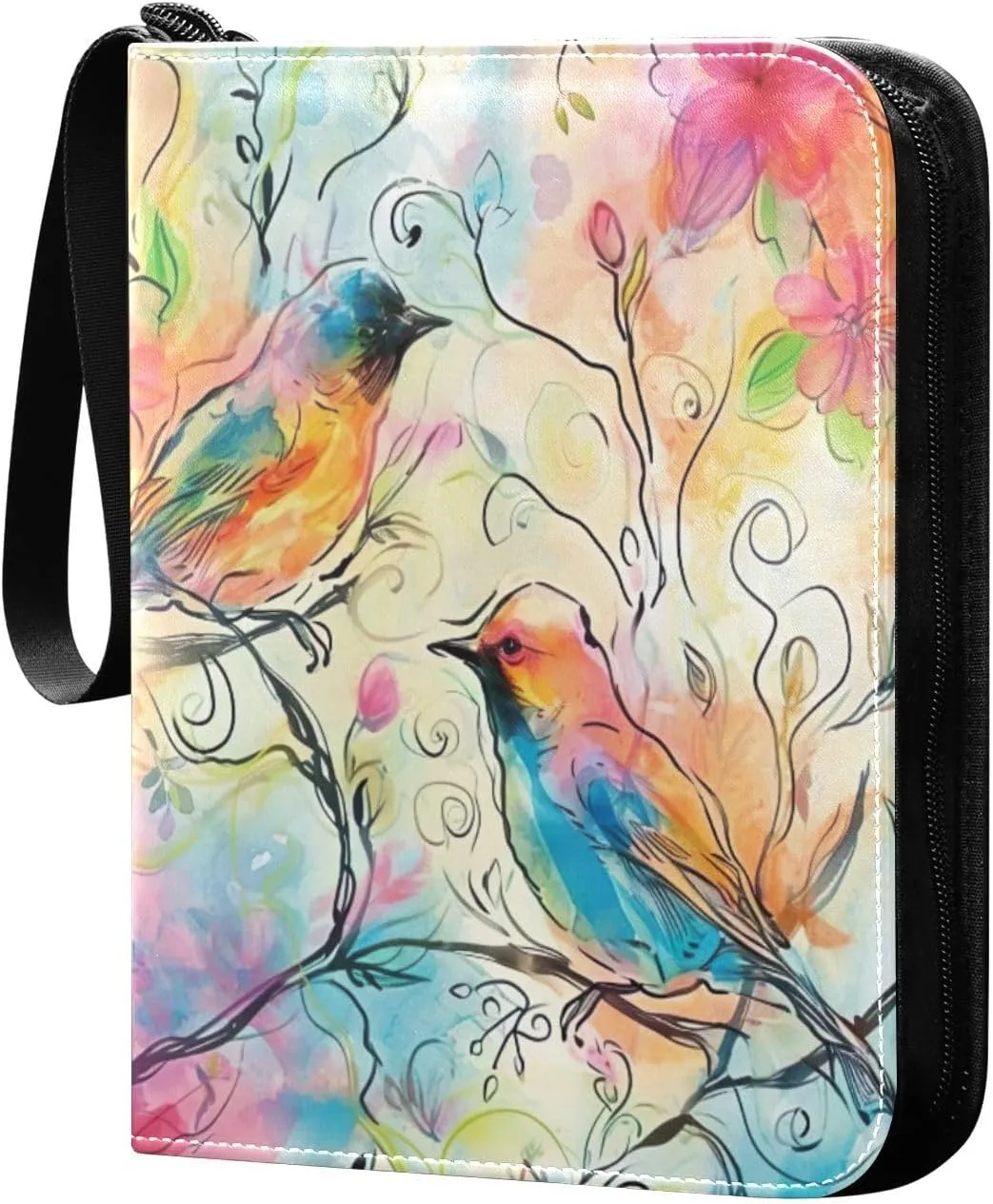 Colorful Abstract Art Card Binder 4-Pocket, 400 Pockets Card Holder with 50 Removable Sleeves and Zipper for Games Baseball Football Sports Card