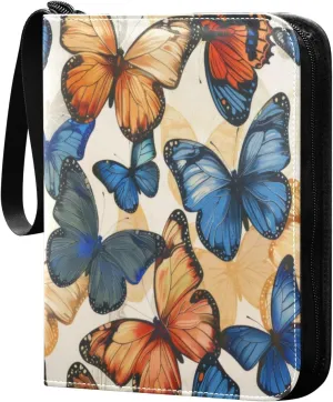 Colorful Butterfly Card Binder 4-Pocket, 400 Pockets Trading Cards Holder Games Card Albums Storage Organizer Case for Football, Baseball Cards