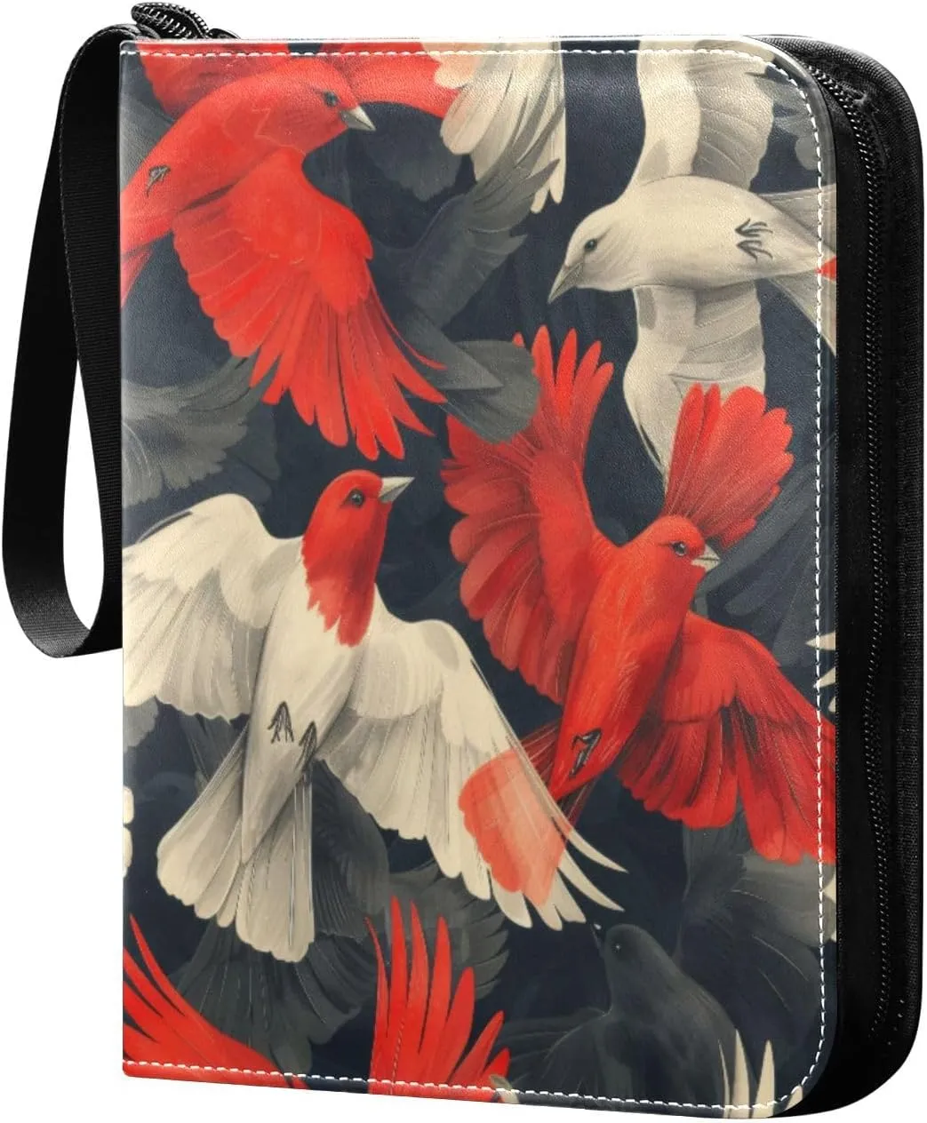 Colorful Cute Birds Card Binder 4-Pocket, 400 Pockets Trading Cards Holder Games Card Albums Storage Organizer Case for Football, Baseball Cards
