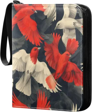 Colorful Cute Birds Card Binder 4-Pocket, 400 Pockets Trading Cards Holder Games Card Albums Storage Organizer Case for Football, Baseball Cards
