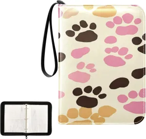 Colorful Dog Paws Collectible Trading Card Albums, Waterproof PU Card Collection Binder Fits 400 Cards with Removable Sleeves for Baseball Card, Football Card