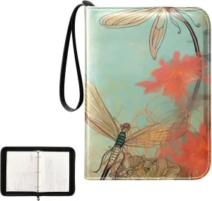 Colorful Flowers Card Binder 4-Pocket, 400 Pockets Trading Cards Holder Games Card Albums Storage Organizer Case for Football, Baseball Cards