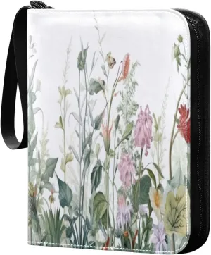 Colorful Flowers Collectible Trading Card Albums, Waterproof PU Card Collection Binder Fits 400 Cards with Removable Sleeves for Baseball Card, Football Card