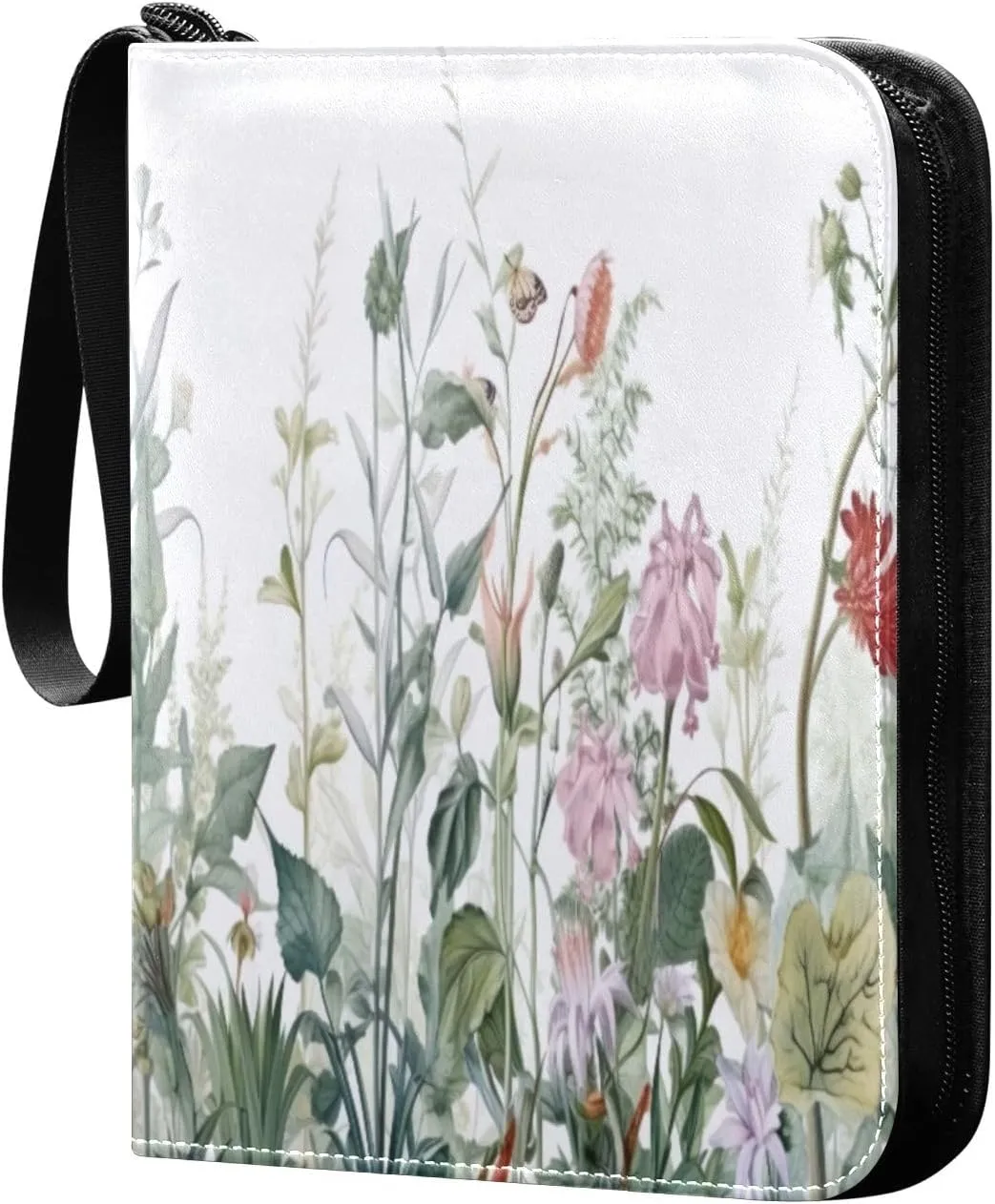 Colorful Flowers Collectible Trading Card Albums, Waterproof PU Card Collection Binder Fits 400 Cards with Removable Sleeves for Baseball Card, Football Card