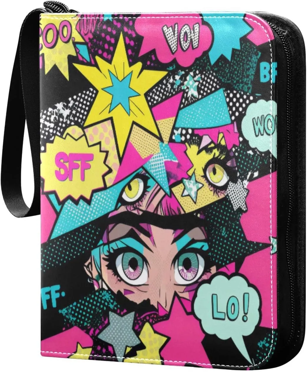 Colorful Graffiti Card Binder 4-Pocket, 400 Pockets Card Holder with 50 Removable Sleeves and Zipper for Games Baseball Football Sports Card