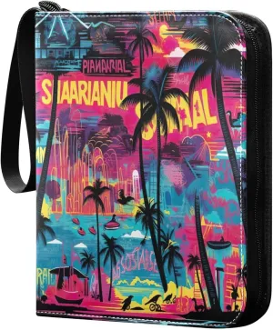 Colorful Hawaiian Pattern Card Binder 4-Pocket, 400 Pockets Trading Cards Holder Games Card Albums Storage Organizer Case for Football, Baseball Cards