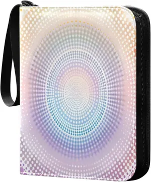 Colorful Kaleidoscope Dots Card Binder 4-Pocket, 400 Pockets Trading Cards Holder Games Card Albums Storage Organizer Case for Football, Baseball Cards