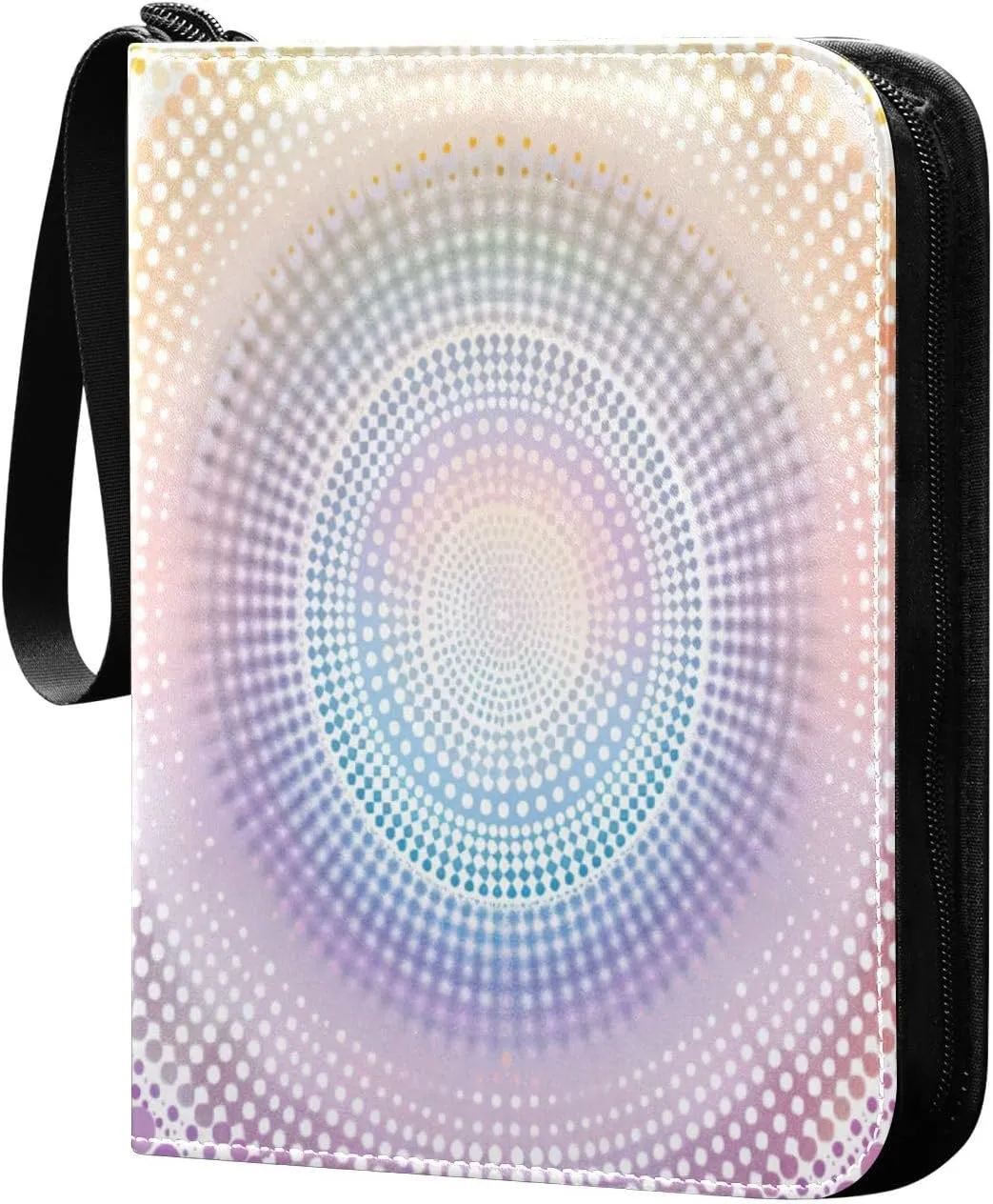 Colorful Kaleidoscope Dots Card Binder 4-Pocket, 400 Pockets Trading Cards Holder Games Card Albums Storage Organizer Case for Football, Baseball Cards