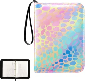 Colorful Leopard Collectible Trading Card Albums, Waterproof PU Card Collection Binder Fits 400 Cards with Removable Sleeves for Baseball Card, Football Card