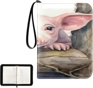 Colorful Pig Collectible Trading Card Albums, Waterproof PU Card Collection Binder Fits 400 Cards with Removable Sleeves for Baseball Card, Football Card