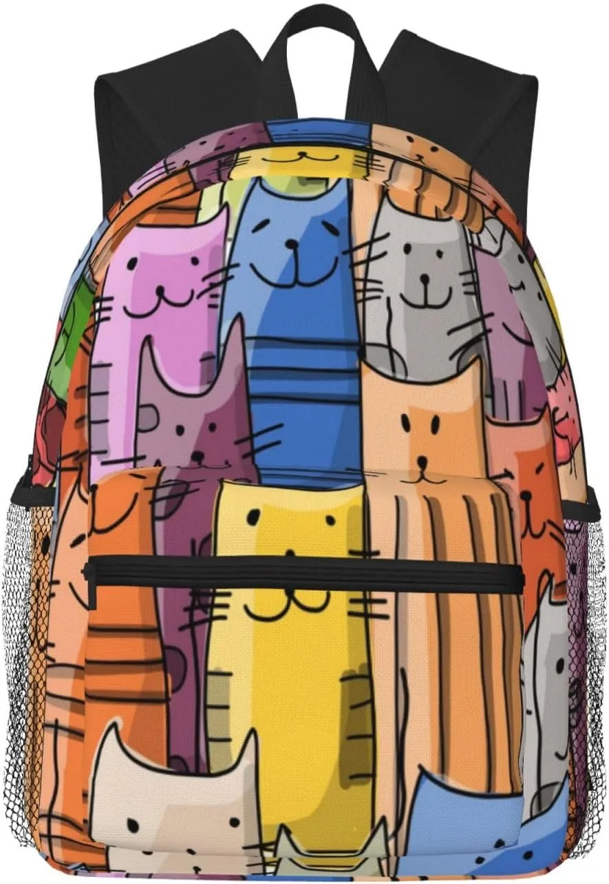 Colorful Smiling Cat Lightweight Packable Backpack Travel Casual Hiking Daypack Foldable Backpack For Men Women