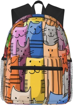 Colorful Smiling Cat Lightweight Packable Backpack Travel Casual Hiking Daypack Foldable Backpack For Men Women