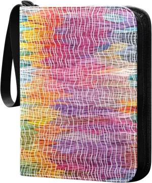 Colorful Striped Pattern Card Binder 4-Pocket, 400 Pockets Card Holder with 50 Removable Sleeves and Zipper for Games Baseball Football Sports Card