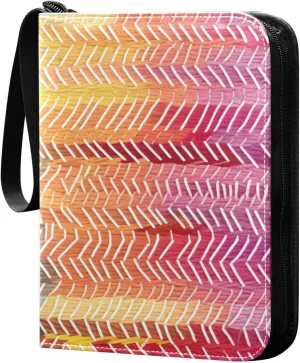 Colorful Striped Pattern Card Binder 4-Pocket, 400 Pockets Trading Cards Holder Games Card Albums Storage Organizer Case for Football, Baseball Cards