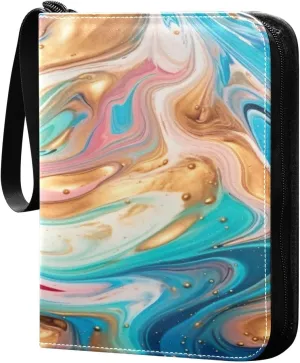 Colorful Swirl Pattern Card Binder 4-Pocket, 400 Pockets Trading Cards Holder Games Card Albums Storage Organizer Case for Football, Baseball Cards