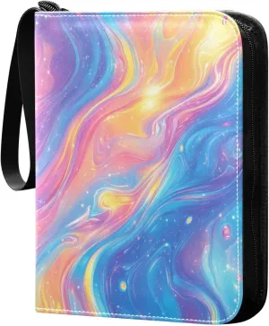 Colorful Texture Card Binder 4-Pocket, 400 Pockets Card Holder with 50 Removable Sleeves and Zipper for Games Baseball Football Sports Card