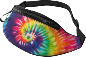 Colorful Tie Dye Rainbow Fashion Casual Fanny Pack Waist Bag Men Women Adjustable Belt Waist Bag For Travel Hiking Cycling Running Festival Carnival