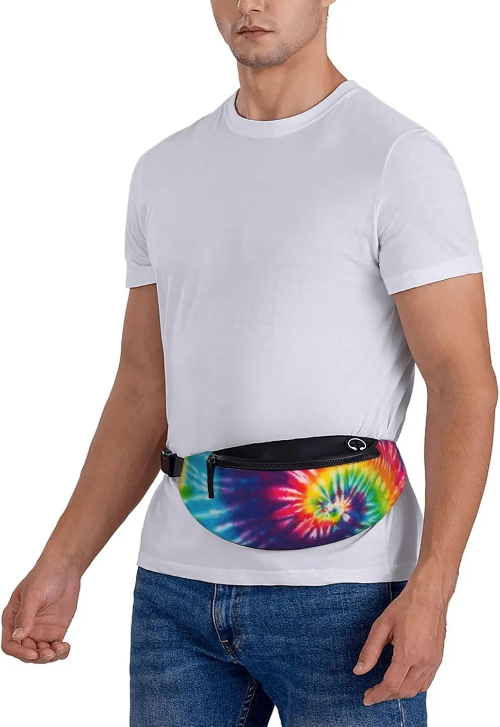 Colorful Tie Dye Rainbow Fashion Casual Fanny Pack Waist Bag Men Women Adjustable Belt Waist Bag For Travel Hiking Cycling Running Festival Carnival